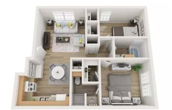 a 2 bedroom192 sq ft floor plan
