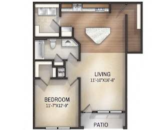 Paisley I One-Bedroom Floorplan Rendering at Tattersall Apartments in Chesapeake Virginia