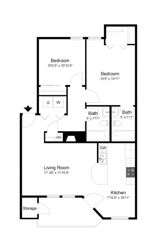 2bedroom 2 bath A at Commons at Creekside Apartments, Hillsboro, OR, 97123