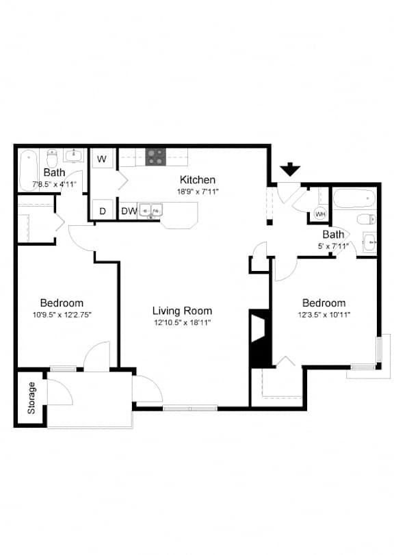 2bedroom 2 bath B at Commons at Creekside Apartments, Hillsboro, OR