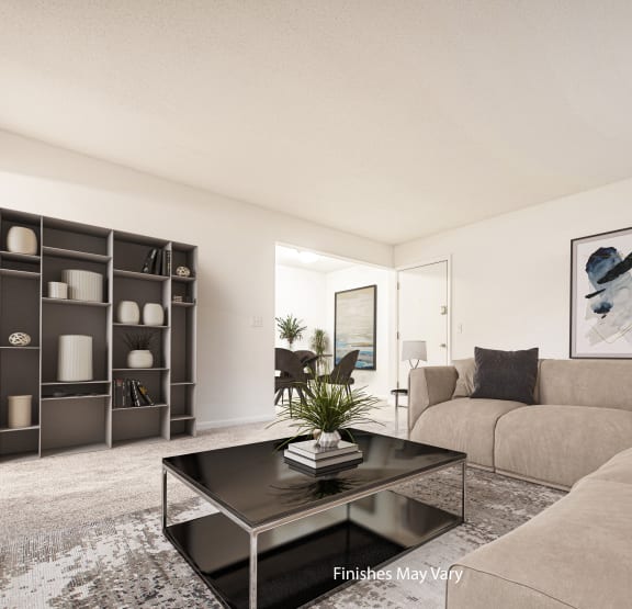 Living Room at Timberbrook Apartments in Peoria, Illinois