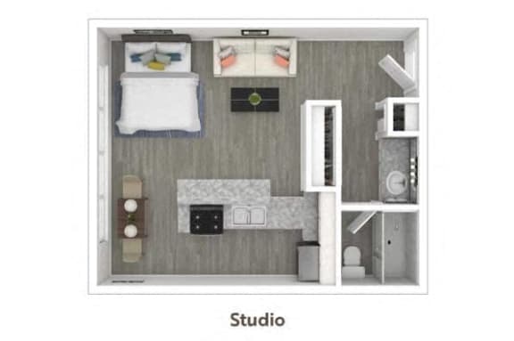 two bedroom floor plan studio apartments for rent at Villa Vicente, Los Angeles, CA