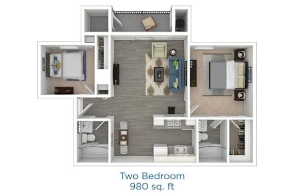 the twelfth floorplan of a two bedroom930 sq ft