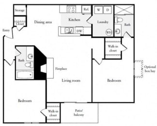 Two Bedroom Two Bath Floor Plan | 1,080 Sq. Ft. at Citrine Hills, California, 91761