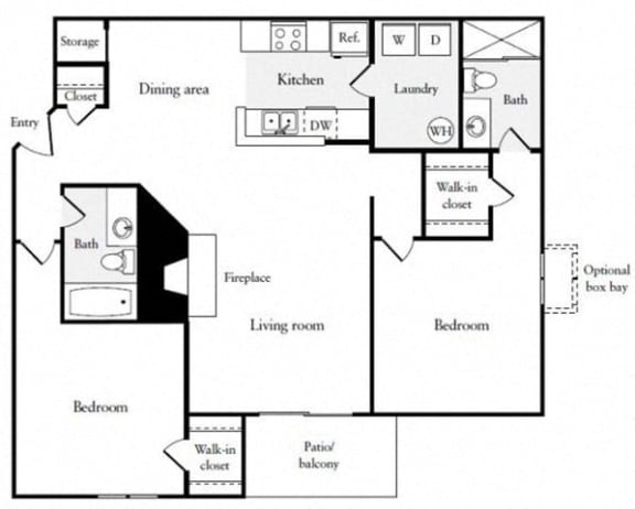Two Bedroom Two Bath floor plan  at Citrine Hills, California, 91761