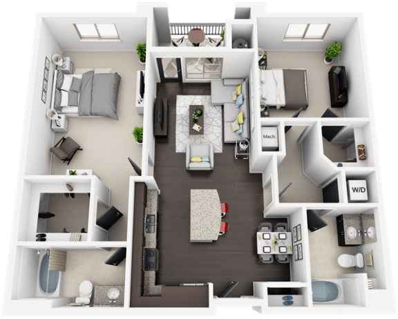 2 Bed 2 Bath plan B2 Floor Plan at Accent, California, 90066