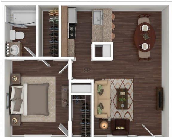 1 Bedroom 1 Bathroom Floor Plan at The Life at Forest View, Clute, 77531