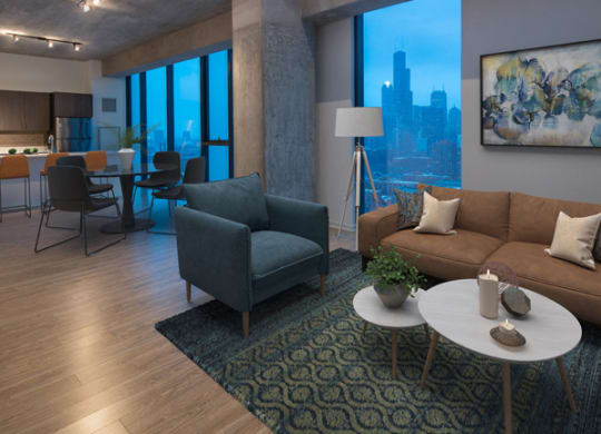 Living And Dining at One 333, Chicago, IL, 60605