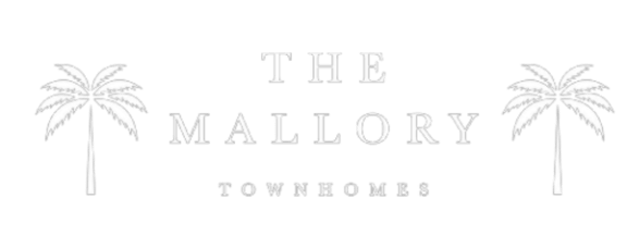 a logo for the mallory townhouses on a black background with palm trees