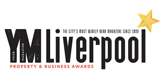 The image is a logo for the YM Live magazine's property and business awards in Liverpool.
