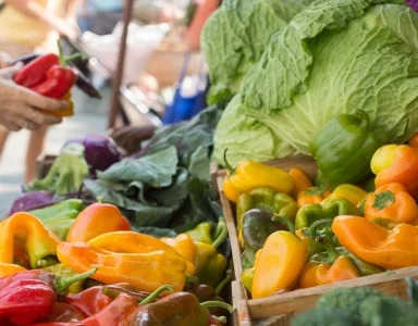 Vegetable market at Civic at Frisco Square Apartments, Texas