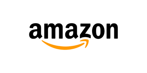 The image is a logo of Amazon with black text and an orange smile.