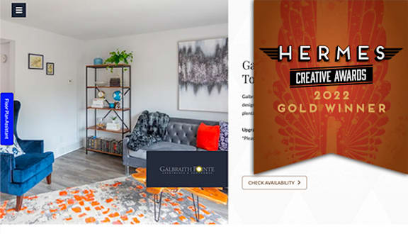 A webpage header for The Sutton at York with a cityscape background and options for residents and applicants.