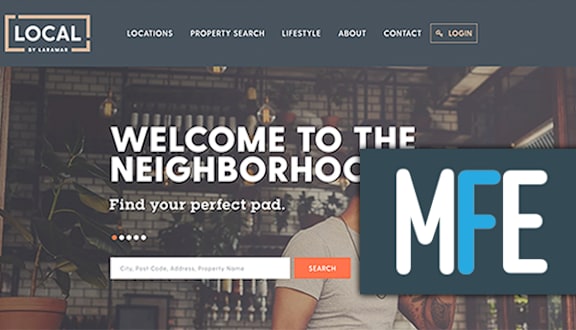 A website header for a local neighborhood feature with a search bar.