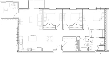  Floor Plan 3 Bedroom 2 Bath +Den