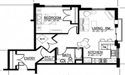 Floor Plan 1 Bedroom 1 Bath HC