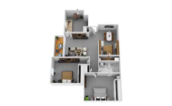 Two Bedroom Den 3D  at Tall Timber Apartments, Cincinnati