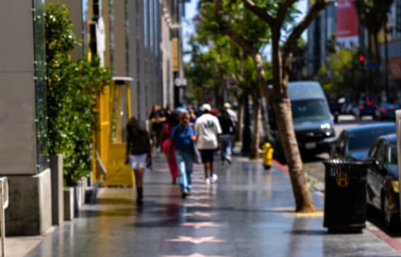 a sidewalk with stars on the sidewalk