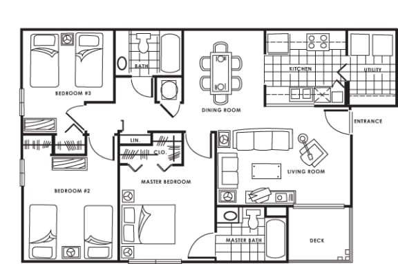 Dobbins Hill 3 Bedroom Floor Plan