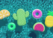Thumbnail 2 of 6 - A cactus float in a pool of water.