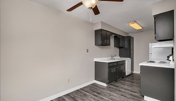galley style kitchen at high point east apartments