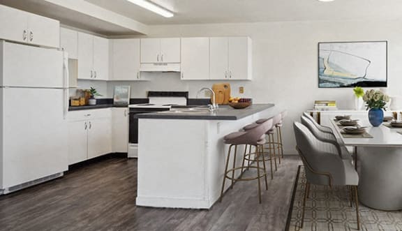 apartment kitchen with appliances 