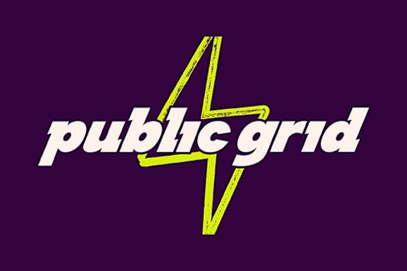 A logo with a lightning bolt symbolizing public grid.