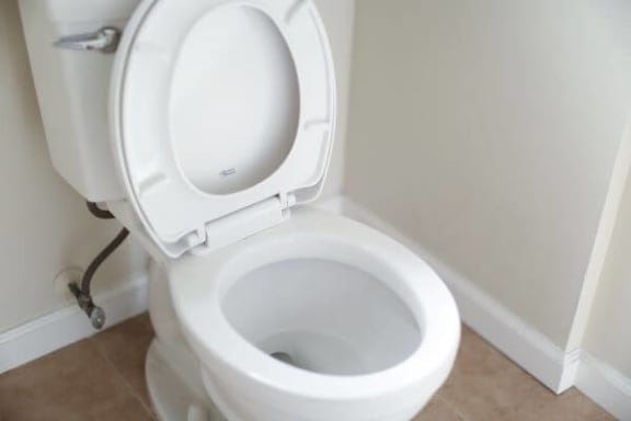 a white toilet sitting in a bathroom next to a wall