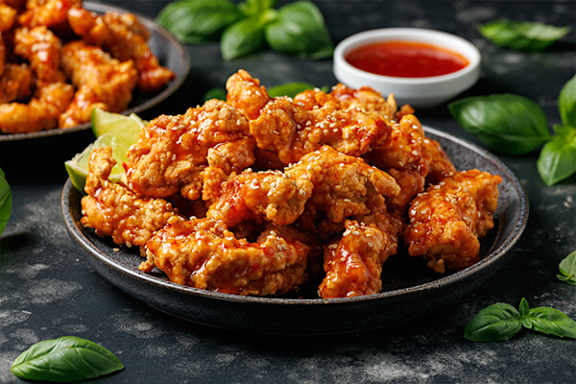 A plate of chicken wings with a side of dipping sauce.