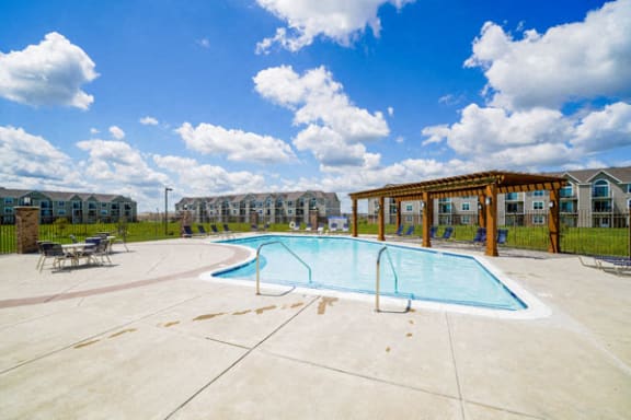 Refreshing Pool with Pergola at Stoney Pointe Apartment Homes in Wichita, KS