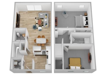 Two Bedroom One and a half Bath Townhome Floor Plan at Galbraith Pointe Apartments and Townhomes*, Cincinnati, OH, 45231