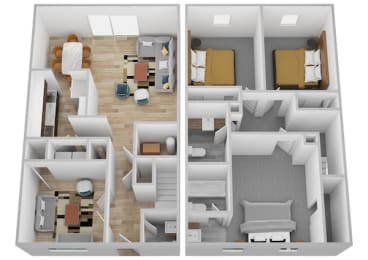 Three Bedroom Two and a Half Bath Townhome Floor Plan at Galbraith Pointe Apartments and Townhomes*, Cincinnati, OH
