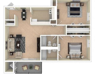 Laurel Village Apts 2 Bed 2 Bath floor plan