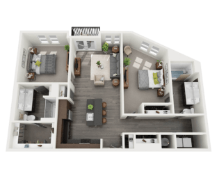 Floor Plan  2 Bedroom 2 Bath - 1349 sq. ft.
