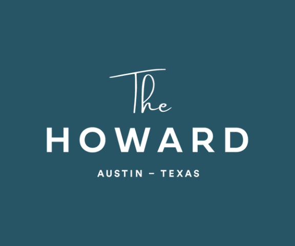a logo for the howard against a blue background