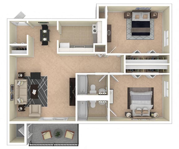 Laurel Village Apts 2 Bed 2 Bath floor plan