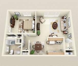  Floor Plan 1Bedroom + 1 Bath