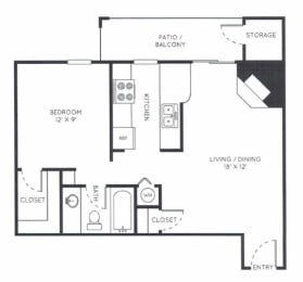  Floor Plan A3 - 1 Bed / 1 Bath