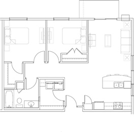  Floor Plan 2 Bedroom 1 Bath