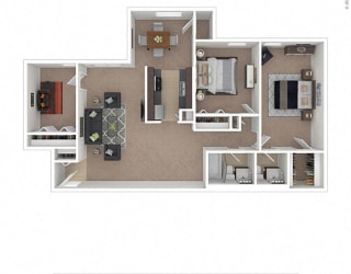 Oakton Park Two Bedroom w/ Den 2D Floor plan