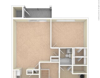 Maplewood Villas 1 Bedroom floor plan -unf