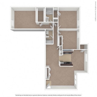 Oakton Park Apartments Three Bedroom Floor Plan -unf