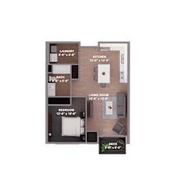 Floor Plan 1 Bedroom 1 Bath