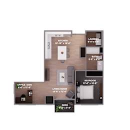  Floor Plan 1 Bedroom 1 Bath +Den