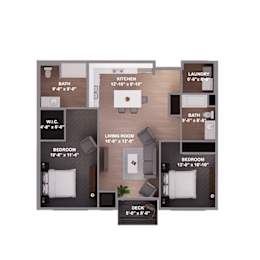  Floor Plan 2 Bedroom 2 Bath