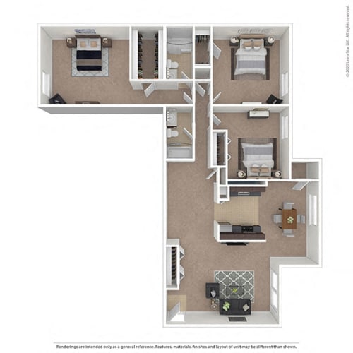 Floor Plan  Oakton Park Apartments Three Bedroom Floor Plan