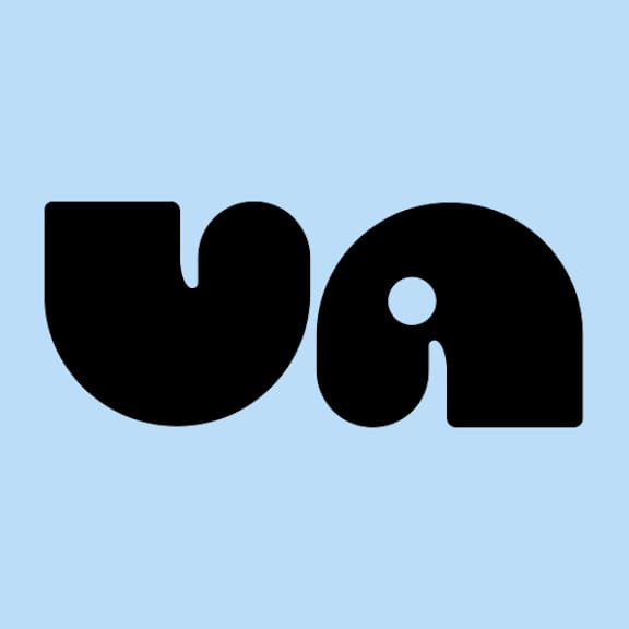 A black and white image of the letters "ua".