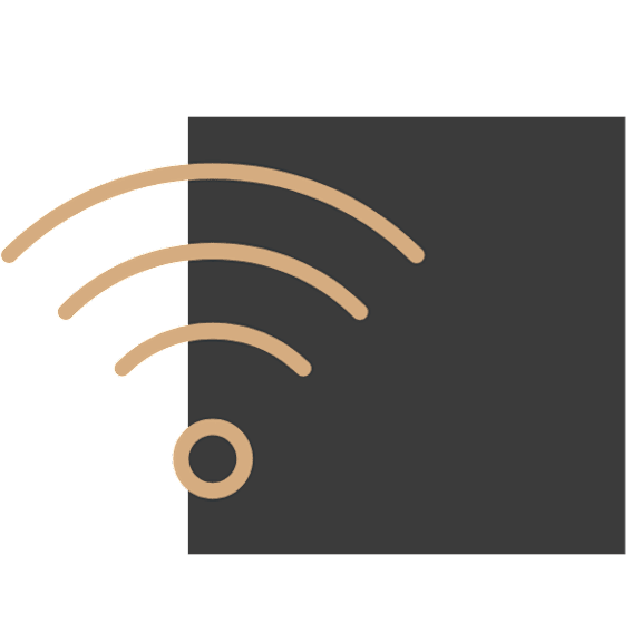 A simple icon depicting a wireless signal.
