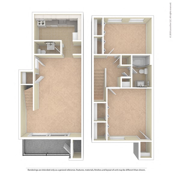 Maplewood Villas 2 Bed 2 Bath floor plan -unf