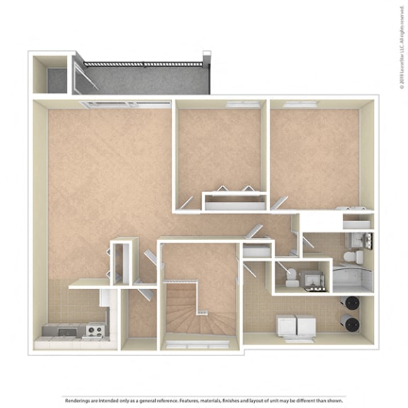 Maplewood Villas 2 Bed 2 Bath floor plan -unf